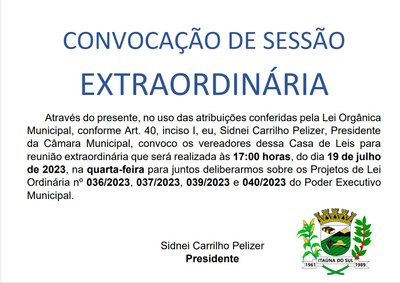 Convocação Extraordinária - Julho 2023