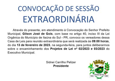 Convocação Extraordinária - Fevereiro 2023